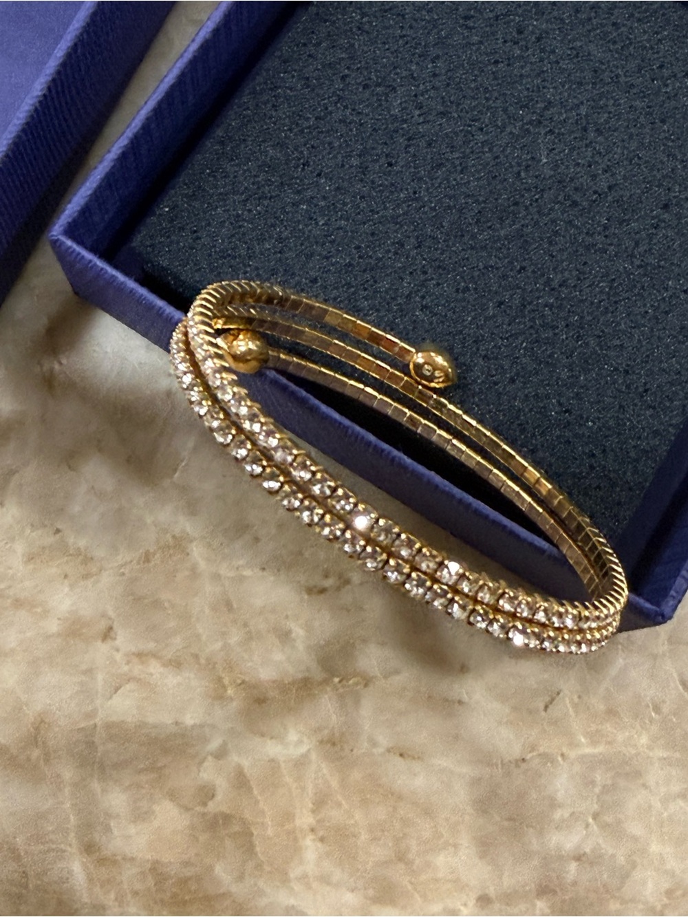 Swarovski gold-tone Twisty Drop double-wrap bangle - Picture 5 of 6